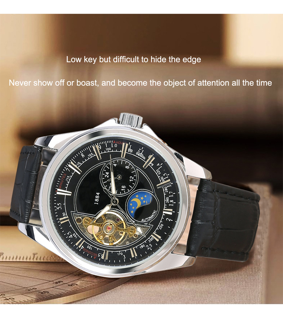 Hot sale wholesale Automatic Mechanical stainless steel Watches  Men Moon Phase function Watch