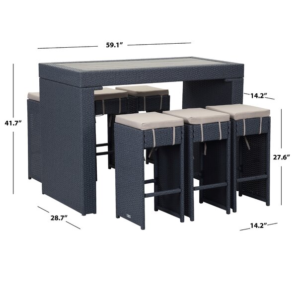 Motter Rectangular 6 - Person 59.1'' Long Bar Height Dining Set with Cushions