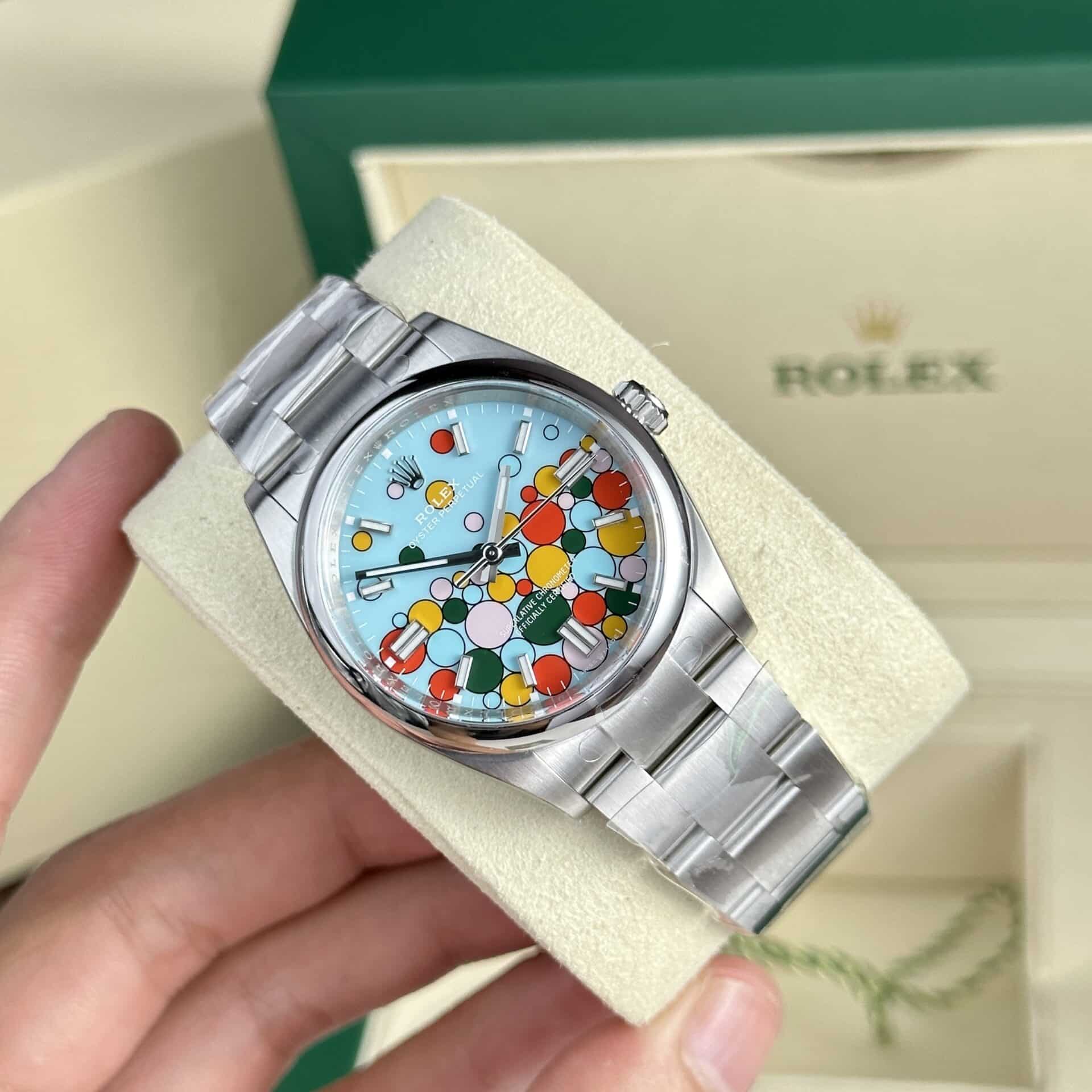 GYL Rolex Oyster Perpetual 124300 Turquoise Blue Celebration-motif Dial Best Replica Clean Factory 41mm-GYL-GaiYalun