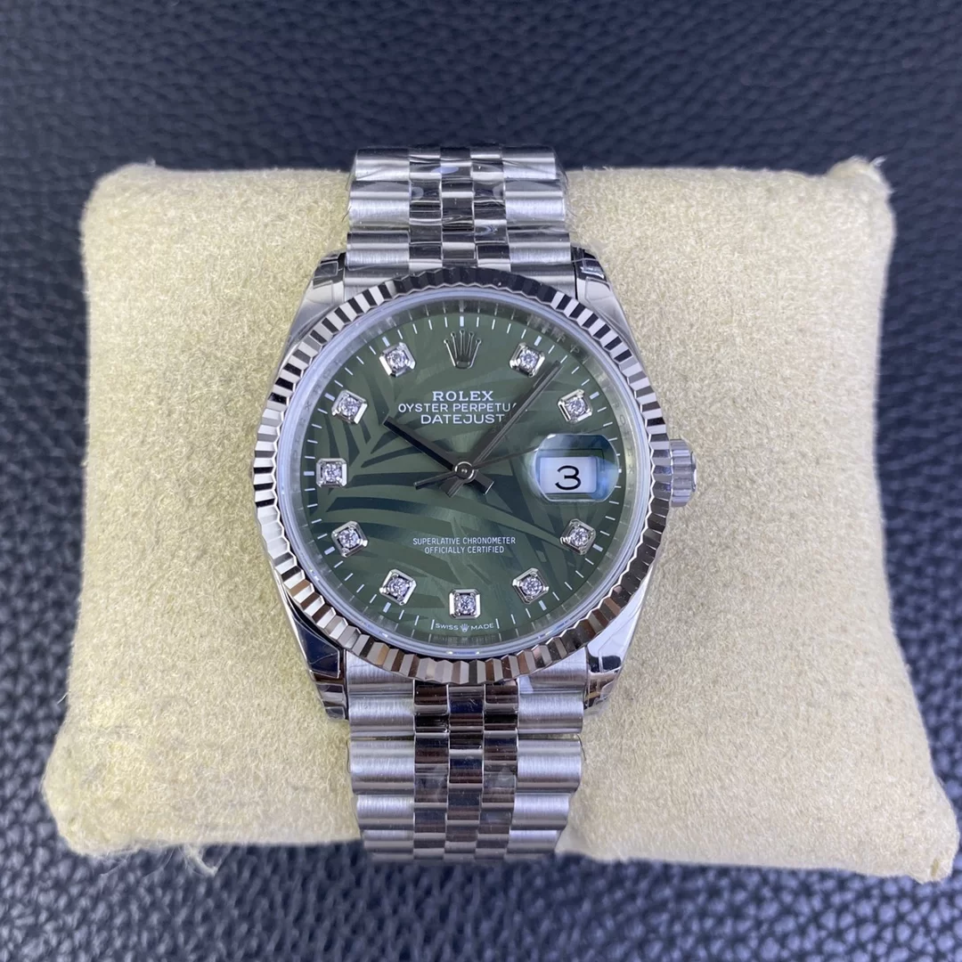 GYL Rolex Datejust 36mm Olive Green Palm Motif Diamond Dial Jubilee Bracelet (126234) 1:1 Super Clone – DD3235 Movement-GYL-GaiYalun