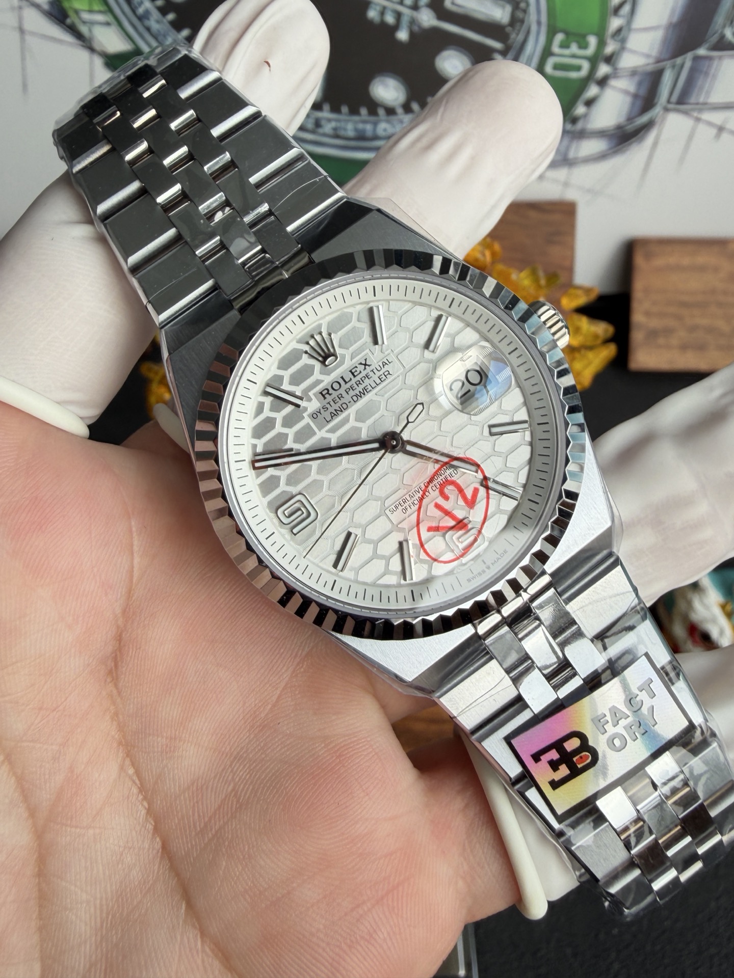 GYL Rolex Land-Dweller 127334-0001 White Honeycomb-motif Dial Jubilee Bracelet Best Replica BPF 40mm-GYL-GaiYalun