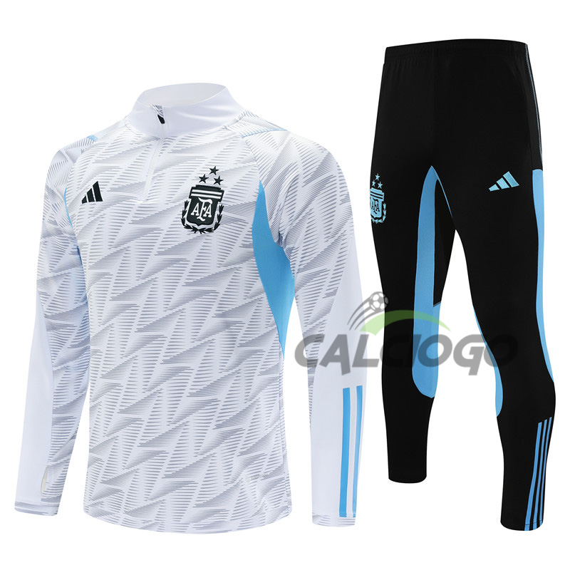Tuta Calcio Argentina Felpa Zips Bianco 2023-2024