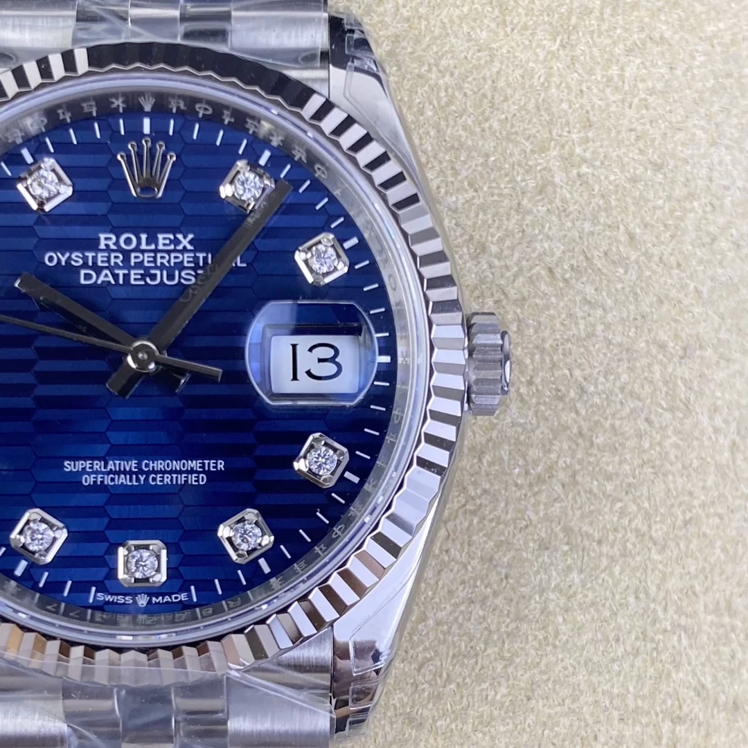 GYL Rolex Datejust 36mm Blue Fluted Motif Diamond Dial Jubilee Bracelet (126234) 11 Super Clone – DD3235 Movement-GYL-GaiYalun
