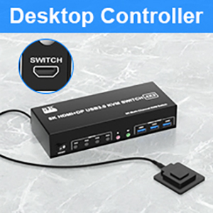 Desktop Controllar The included extension cable for the push button switch allows for easy switching