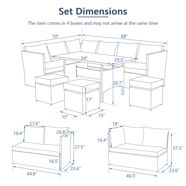 Wicker/Rattan 9 - Person Seating Group with Cushions