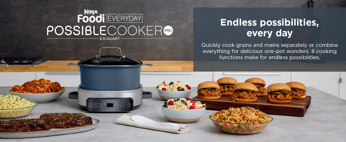 So many possibilities, all in one cooker Go from cooker, to oven, to table— all with one pot.