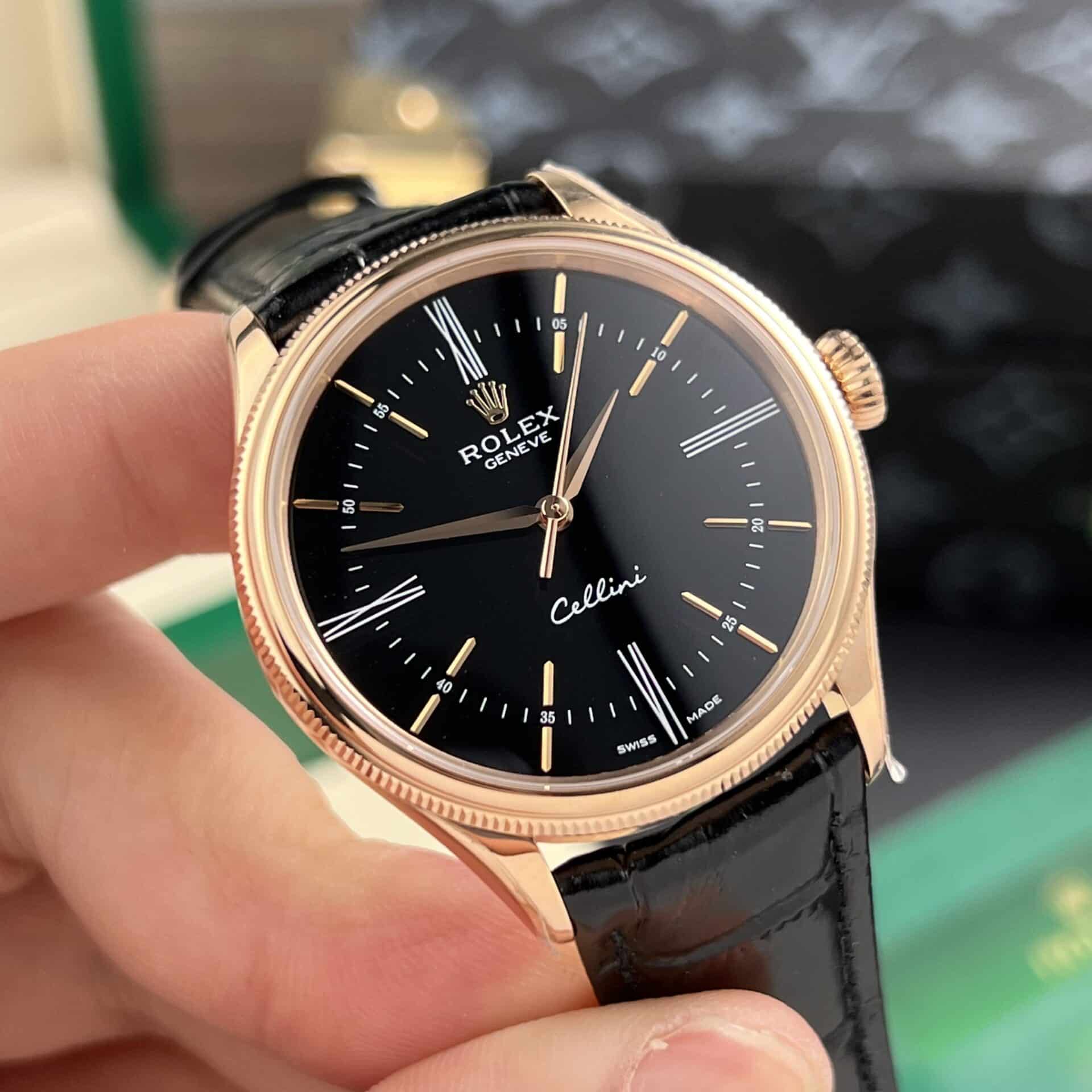 GYL Rolex Cellini Time 50505 Rose Gold Black Dial Best Replica 39mm-GYL-GaiYalun