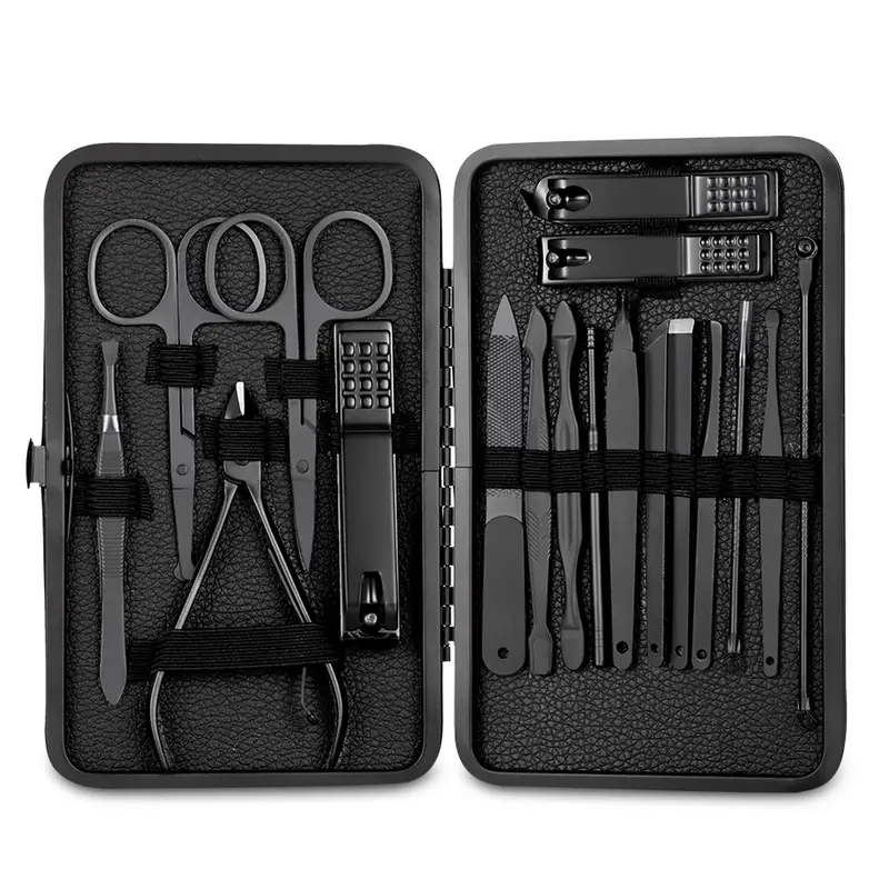 classic black manicure set hand feet facial stainless steel accessories 5 choices details 1