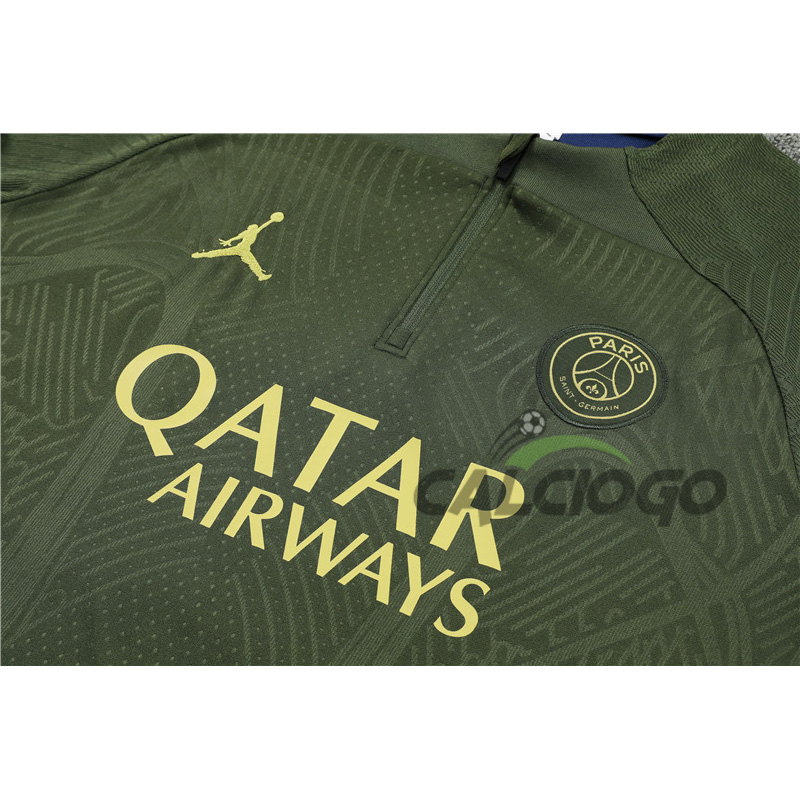 Tuta Paris PSG Felpa Zips Verde Top 2023-2024