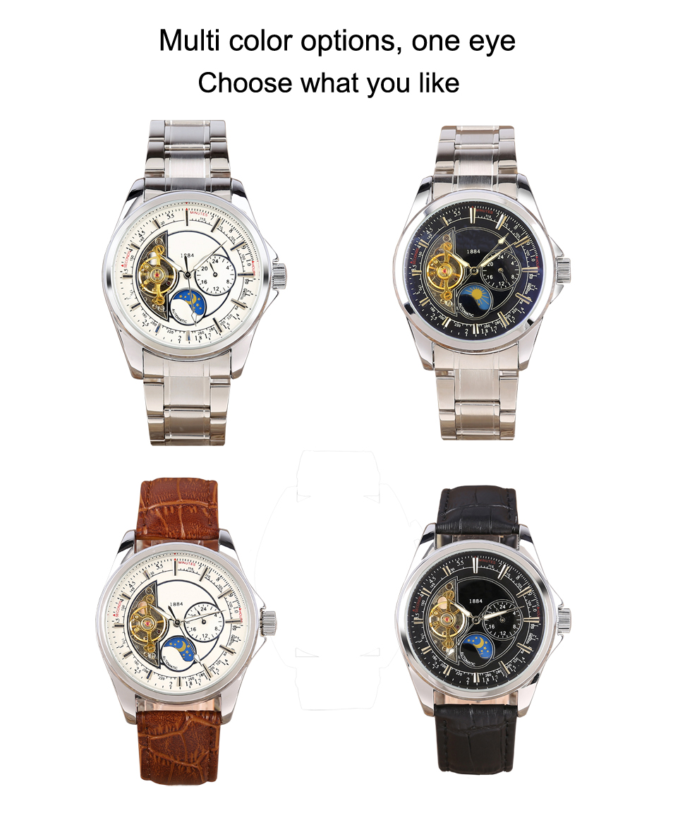 Hot sale wholesale Automatic Mechanical stainless steel Watches  Men Moon Phase function Watch