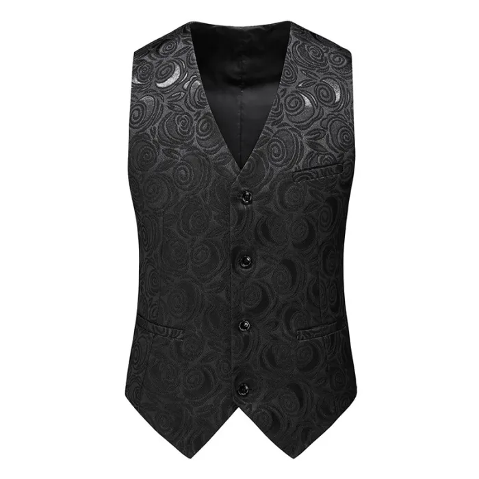 New Men's Suit Vest Wedding Dress Slim Top Beer Bottle Vest Korean Fashion Men's Single breasted White Clothes