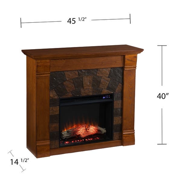 SEI Furniture Fleming Antique Oak Electric Fireplace