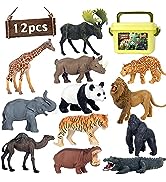 Safari Animal Toys Figures, 12 PCS Realistic Jumbo Wild Jungle Animals Figurines, Large African Z...